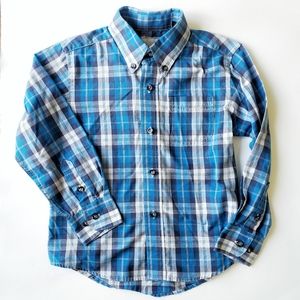 Wrangler Plaid Long Sleeve Button Down Top - Little Boys Size XS